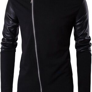 Black Jacket with Leather Sleeves